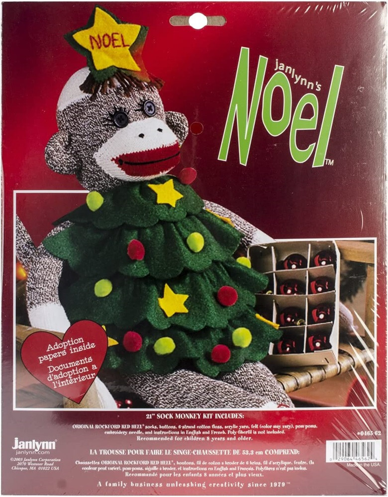 Janlynn Noel 21" Christmas Sock Monkey Craft Kit