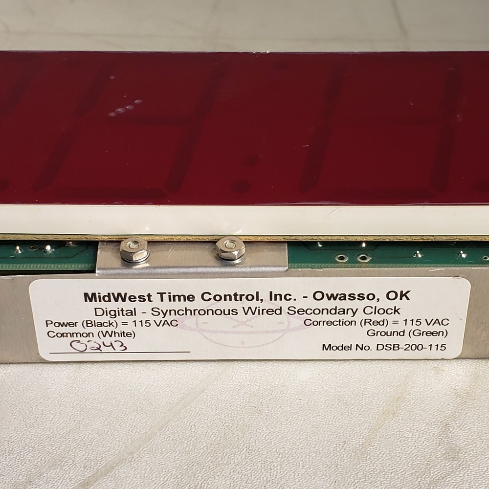MidWest Time Control DSB-200-115 Digital Synchronous Wired Secondary Clock