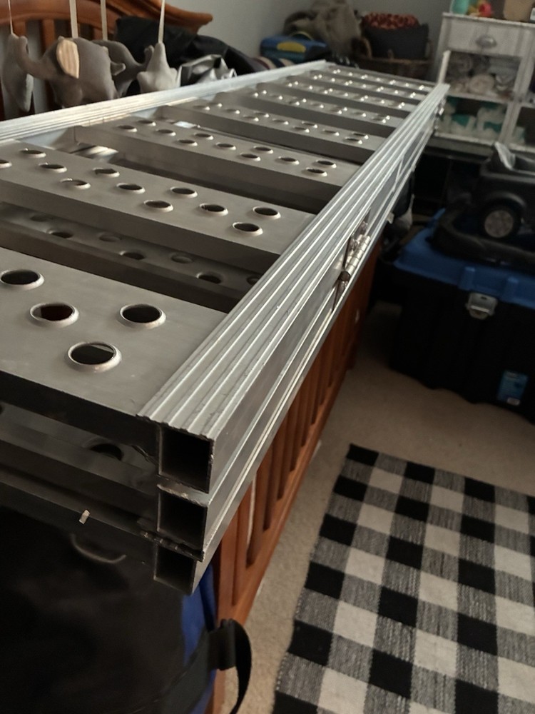 double tri-fold aluminum loading ramp portable with loading straps