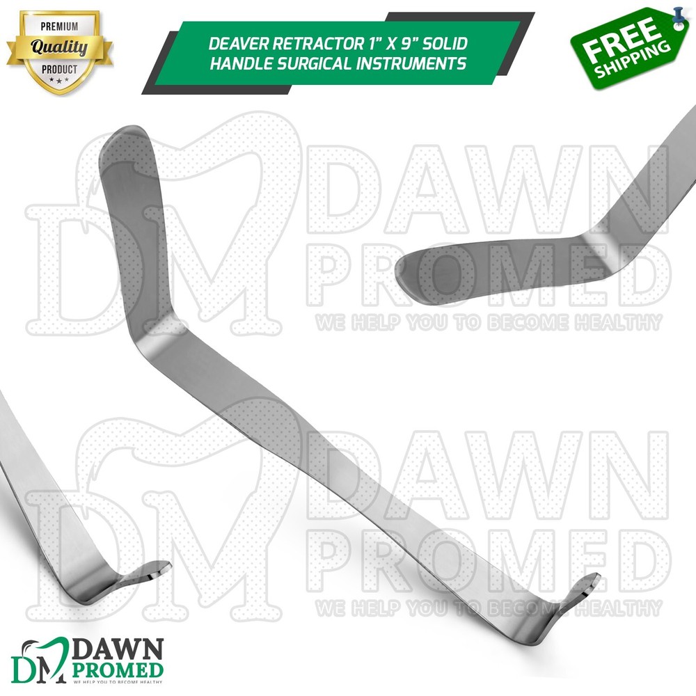 Deaver Retractor 1" x 9" Double Ended Solid Handle Surgical Instrument German Gr