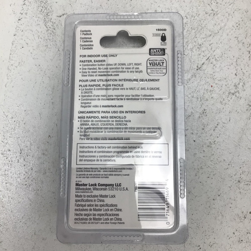 Master Lock Speed Dial Resettable Combination 1500iD Directional Movement Blue