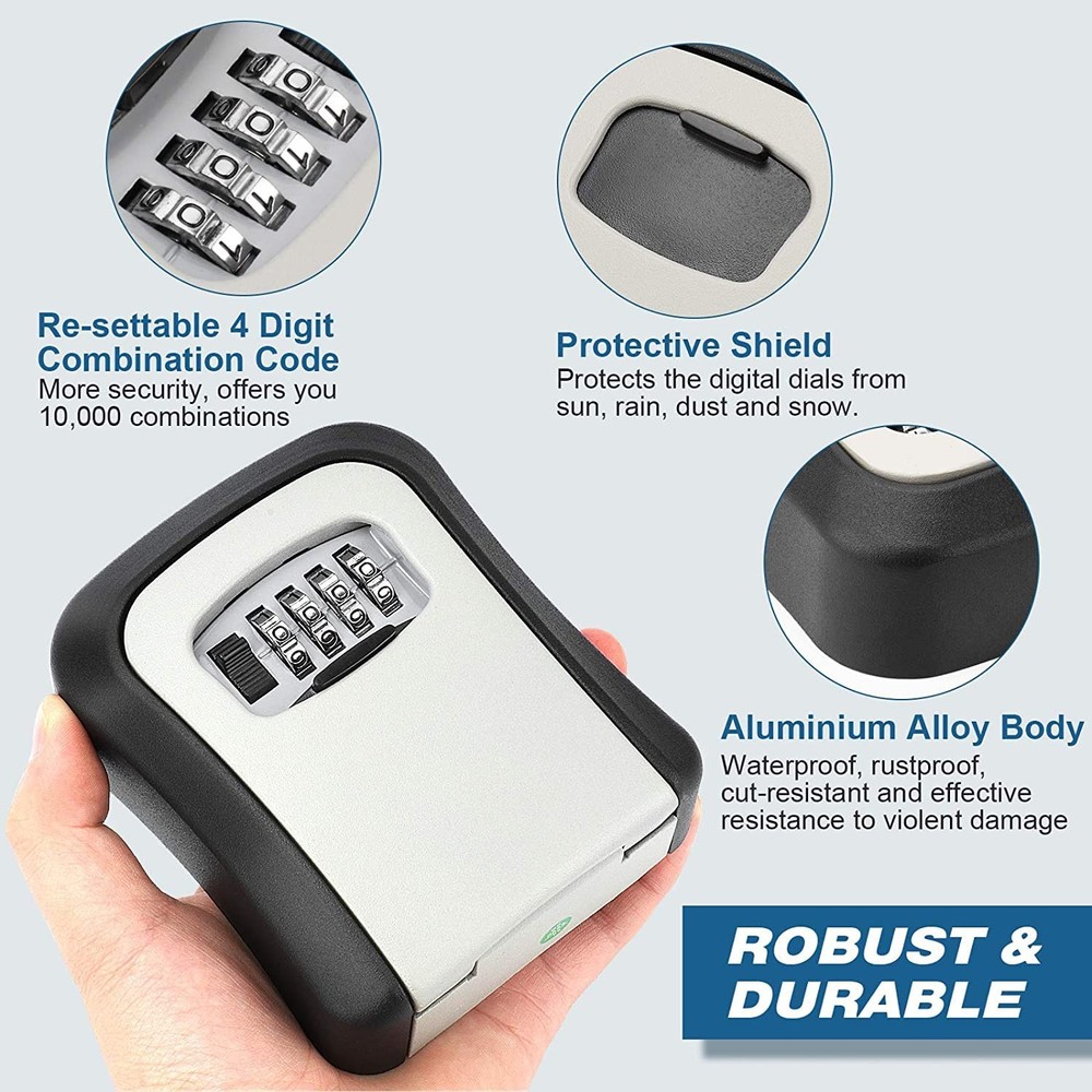 2 Pack Key Lock Box, Combination Lock Box Wall Mounted Waterproof Key Storage...