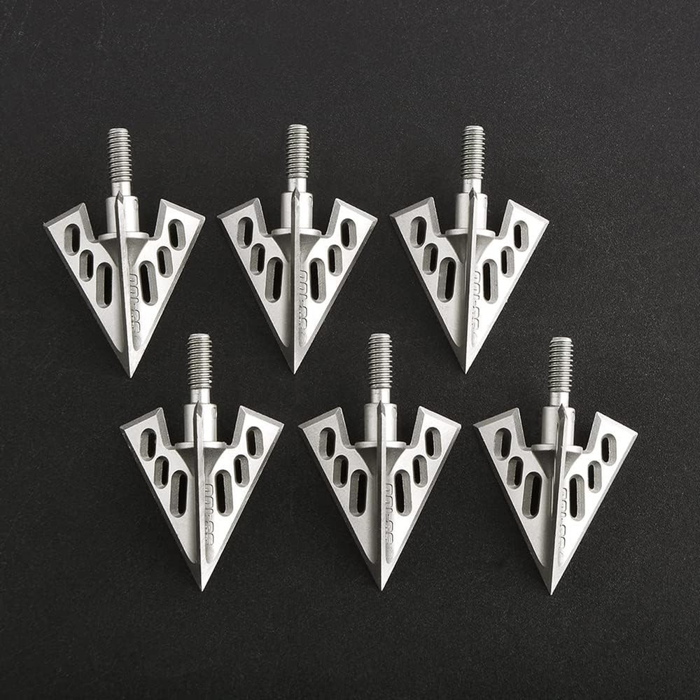 Bgary Archery Broadheads 100 Grain 6 Pack Solid 3 Blades Fixed Hunting Broadh...