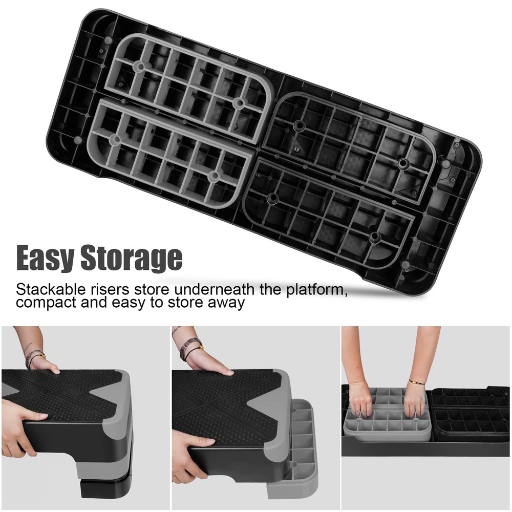 Adjustable Exercise Workout Aerobic Stepper Step Platform Trainer (Gray)