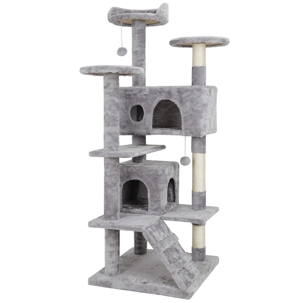 Scratching Post Condo 53" Cat Tree Activity Tower Playhouse W/ Cave & Ladders