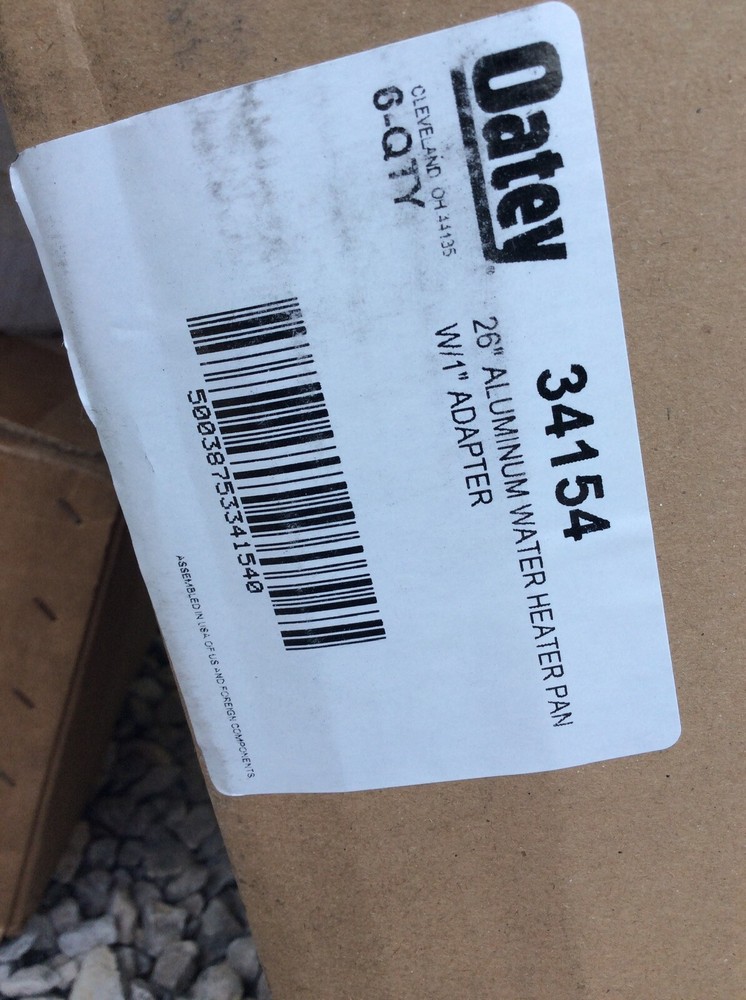 LOT OF 6 - Oatey 26" Aluminum Water Heater Pan with 1" PVC Fitting