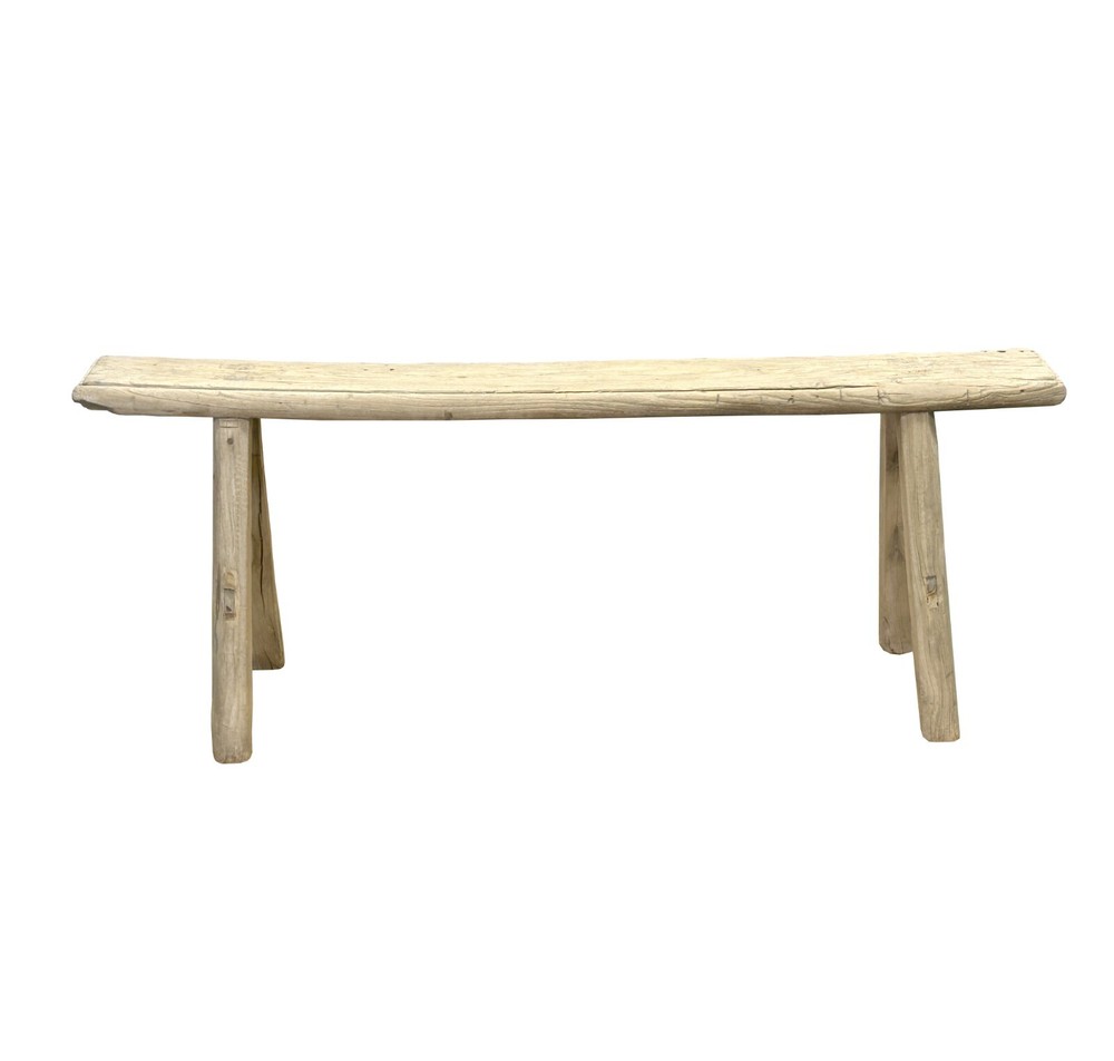 Raw Rough Wood Grain Rectangle Long Slim Stool Bench Side Table ws4630