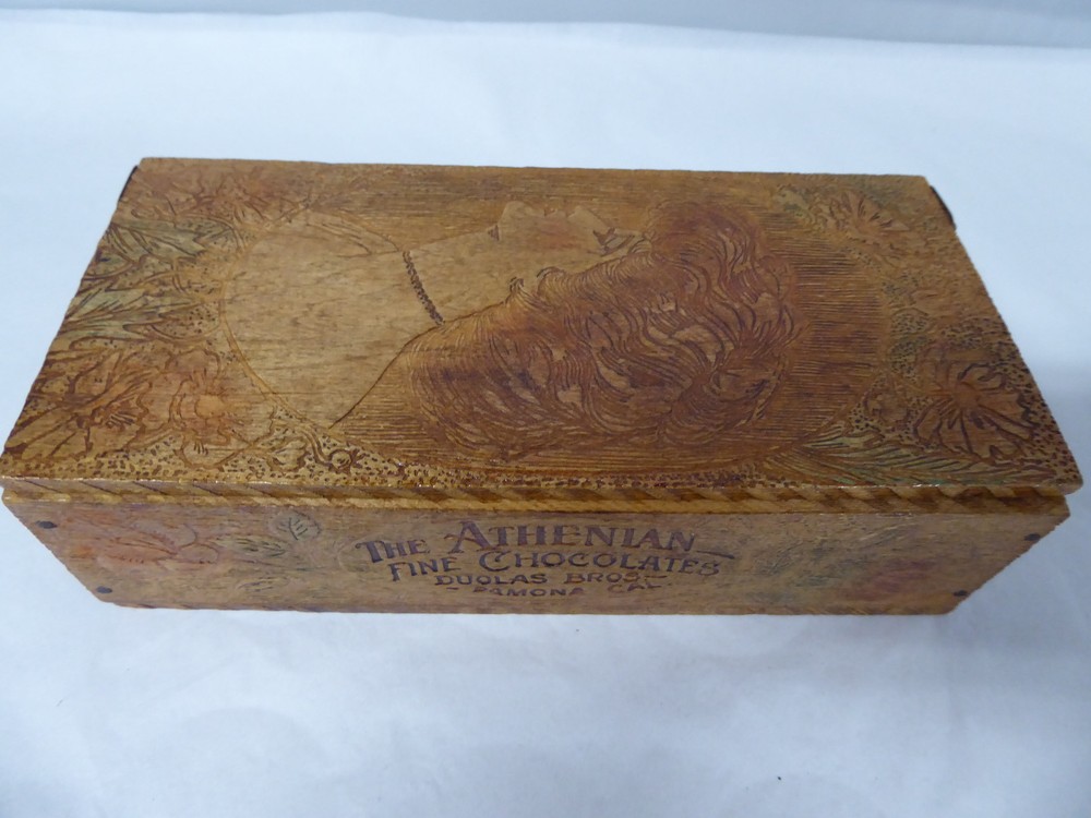 Antique Pyrography Advertising Candy Box Valentines Day #2