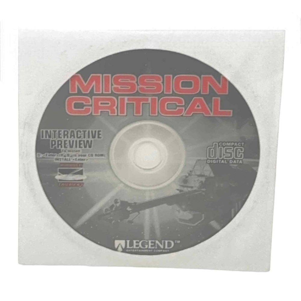 Mission Critical Interactive Preview CD-ROM Legend Lasersoft Pre-owned Disk Only