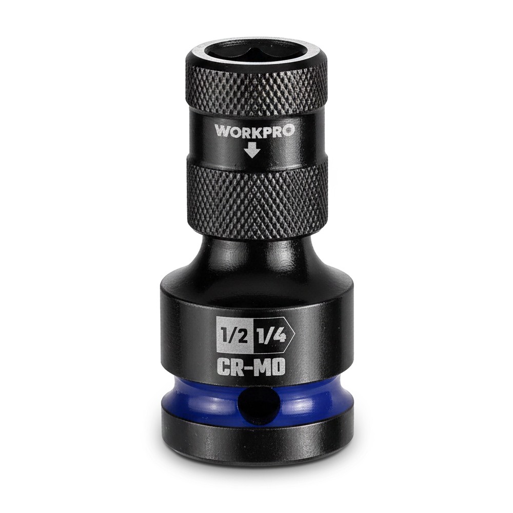 WORKPRO 1/2" to 1/4 in Hex Quick Release Square Impact Socket Adapter Bit Holder