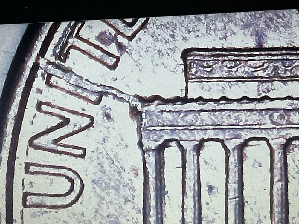 1987 P Lincoln Cent Die Crack Reverse