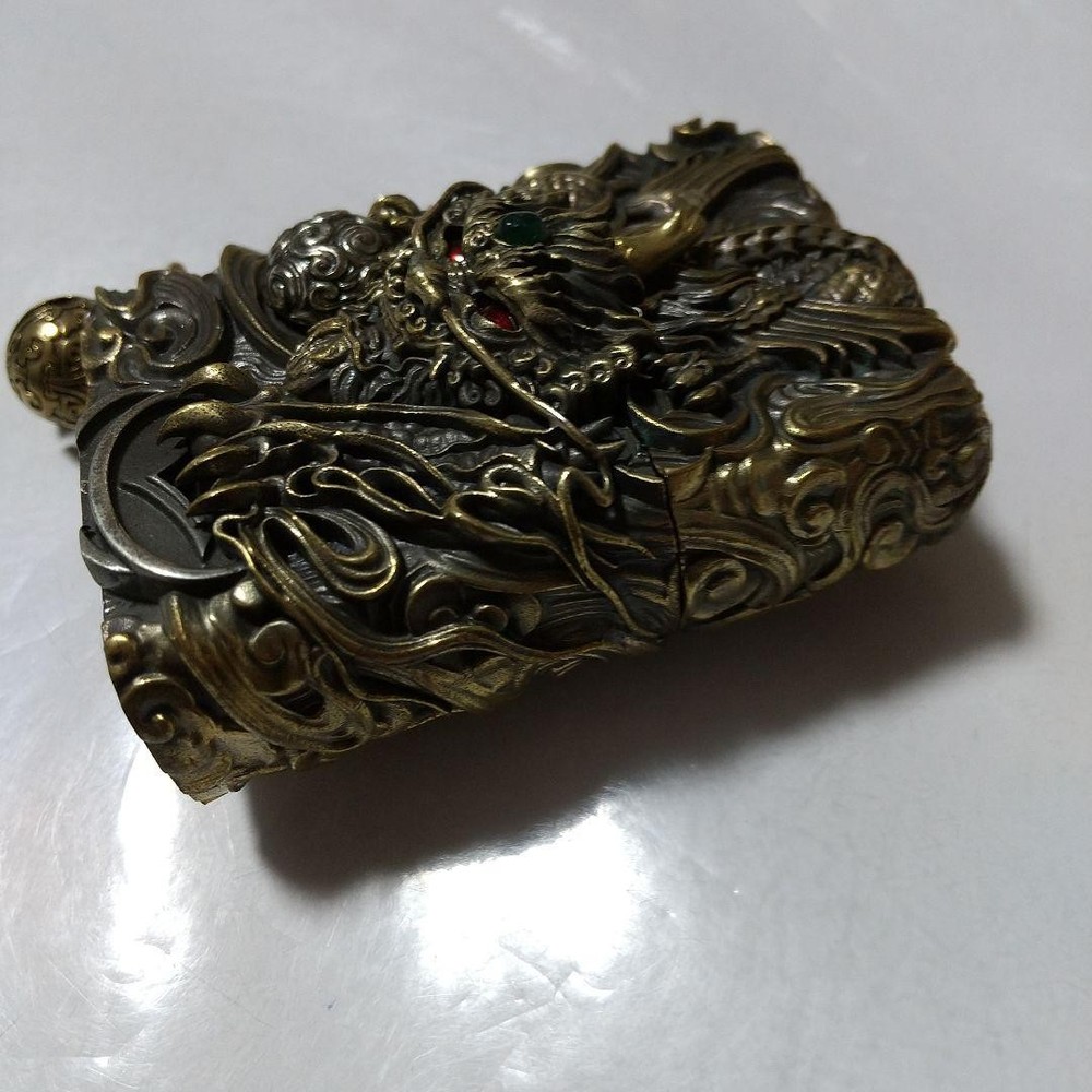 Zippo Full Metal Jacket Dragon God Gold 5 Sided Processing Lighter Japan