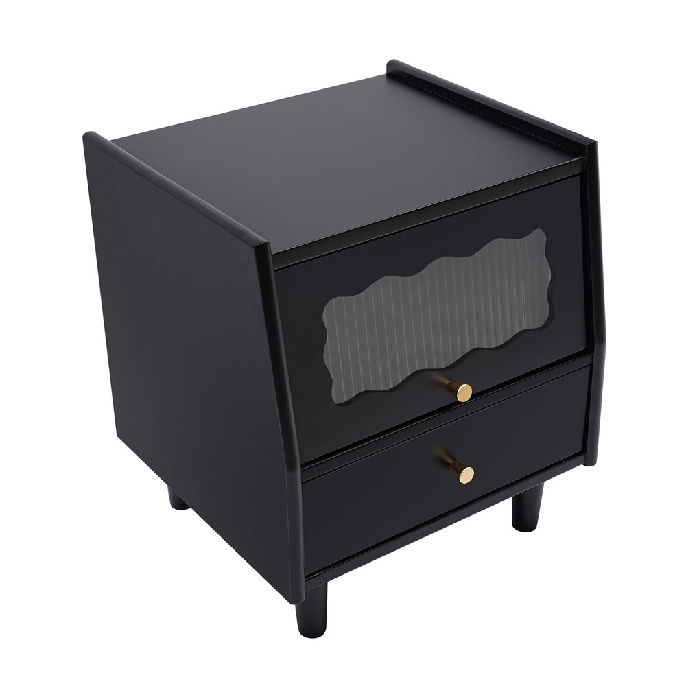 Modern Minimalist Rechargeable Multi-Functional Solid Wood Bedside Nightstands