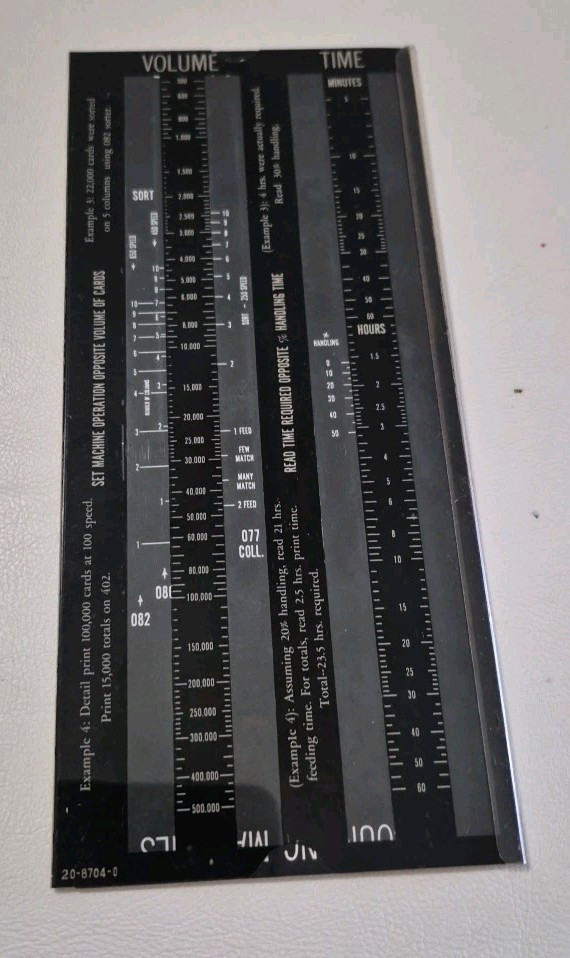 IBM Machine Load Computer & Descriptive Folder Slide Ruler 3 Pieces USA Vintage