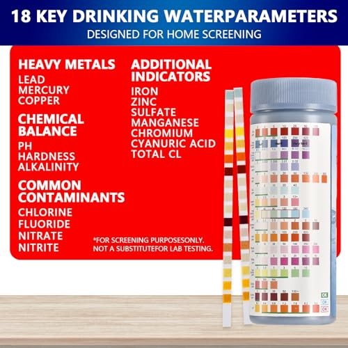 18-in-1 Drinking Water Test Strips, 125 Count – Home Water Quality Testing Kit