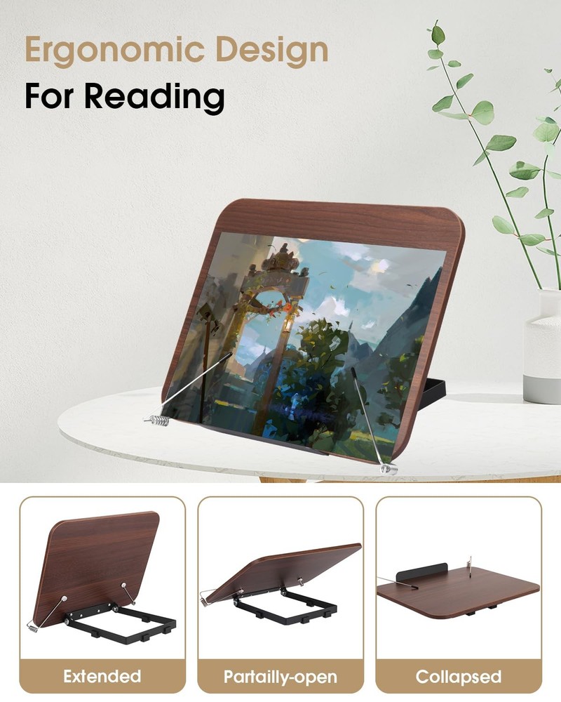Desk Book Stand, Reading Rest Holder, Angle Adjustable for Textbooks, Documen...