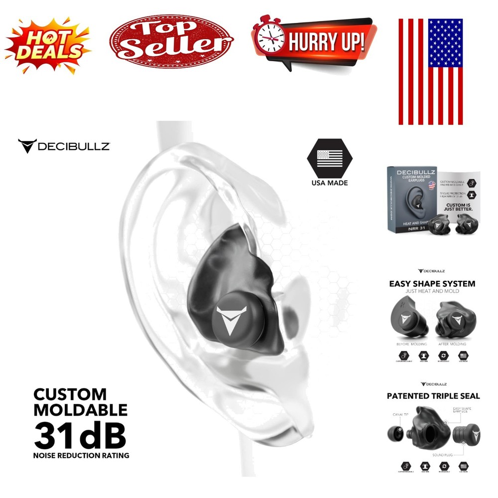 Custom Molded Earplugs with 31dB NRR - Comfortable, Reusable Hearing Protection