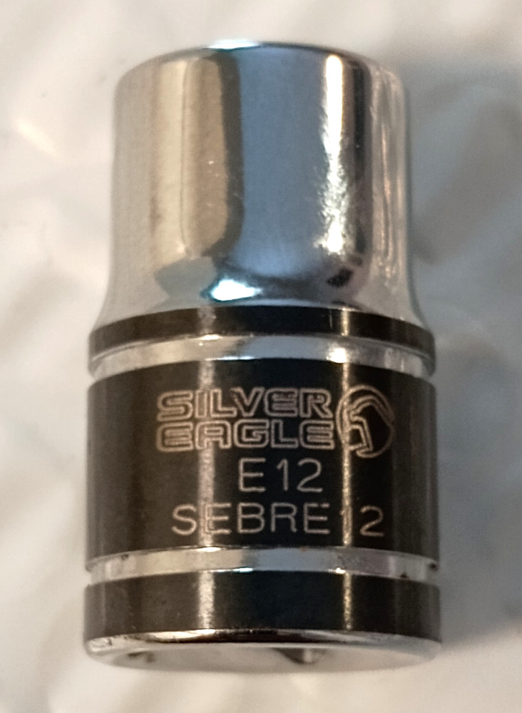 MATCO TOOLS "SILVER EAGLE" SEBRE12, 3/8" DR. E12 INVERTED/RECESSED TORX SOCKET.
