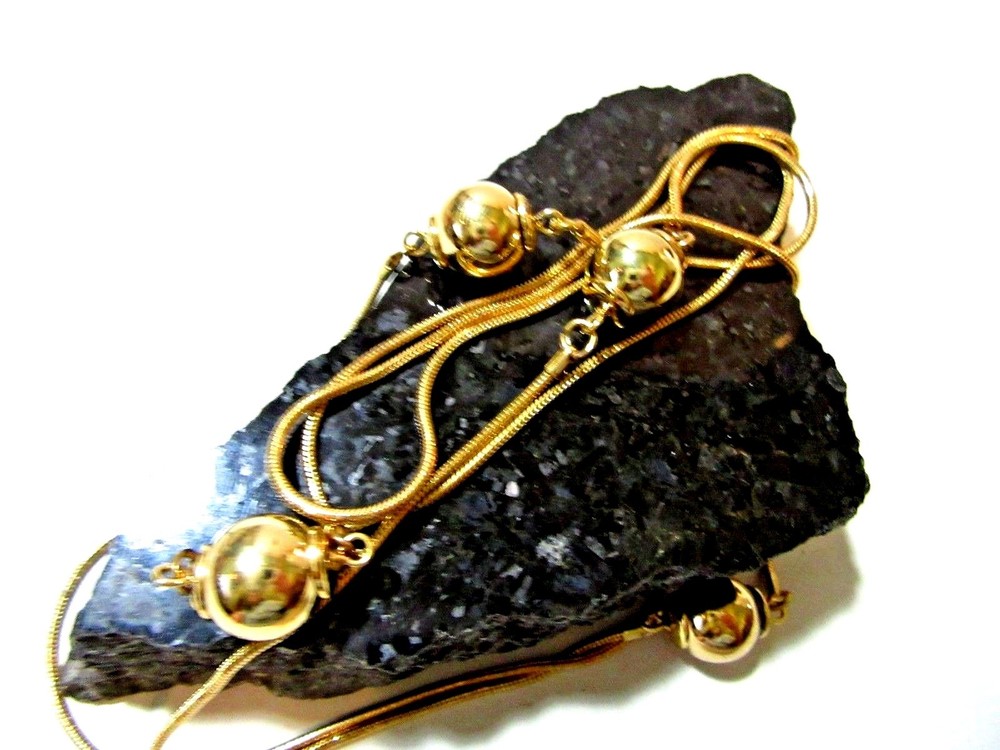 SNAKE CHAIN SHINY WITH 'BB' BALL DESIGN LONG CHAIN WEAR ALONE STACK NECKLACE