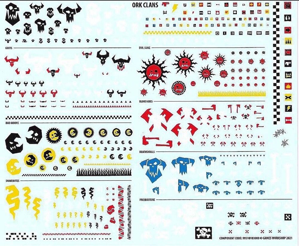 Ork Clans - Transfer Sheet/Decals - Warhammer 40K
