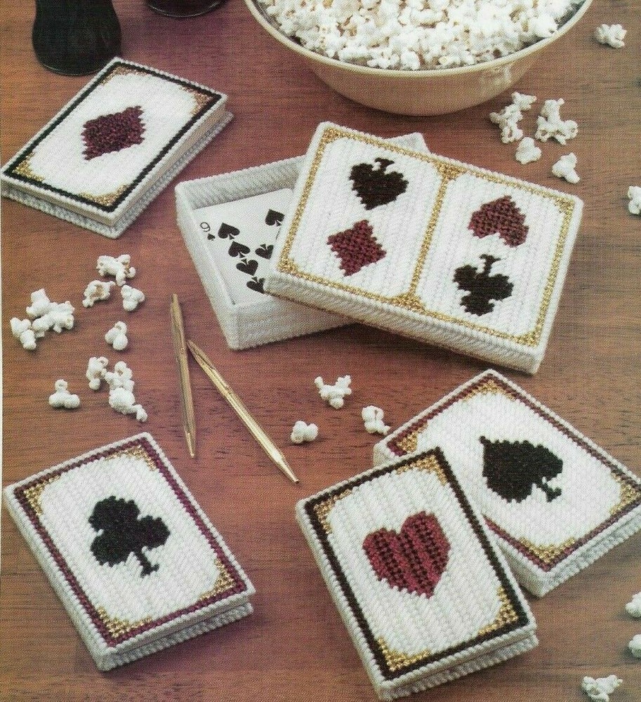 PLAYING CARD SET HOLDER & NOTE PAD COVER PLASTIC CANVAS PATTERN INSTRUCTIONS