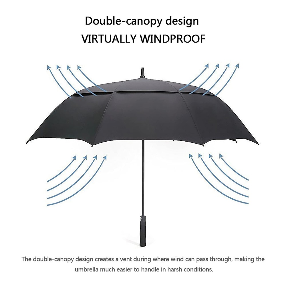 47/54/62/68 Inch Automatic Open Golf Umbrella Oversized Double Canopy Vented