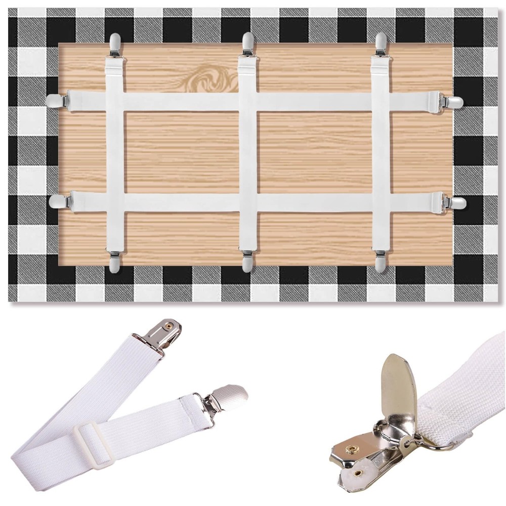Table Cloth Holder Clips Hidden Strap 5 Pack, Adjustable Elasticity Picnic Table