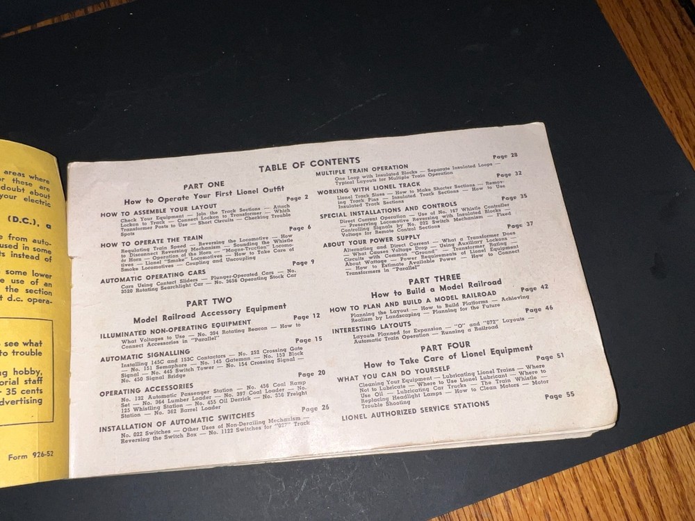 1952 Instructions For Assembling And Operating Lionel Trains & some Grass