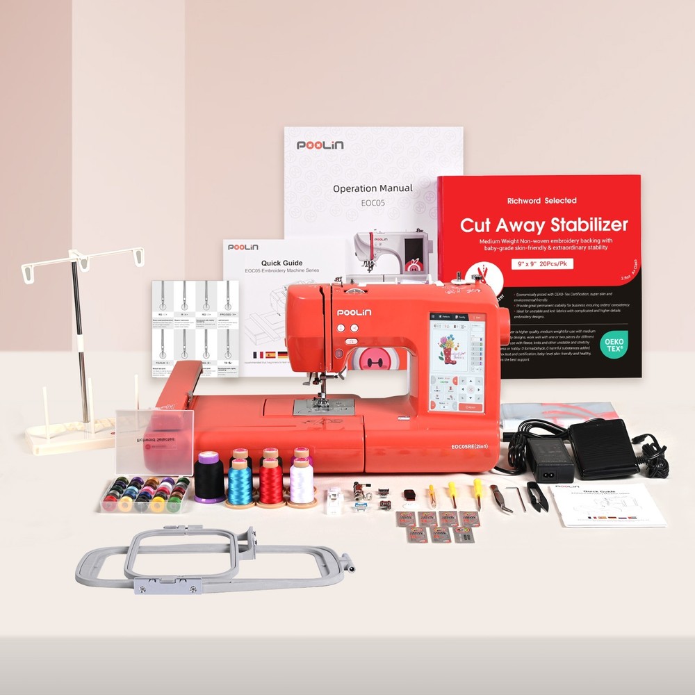 POOLIN EOC05RE(2in1) Sewing and Embroidery Machine Computerized With SOFTWARE.