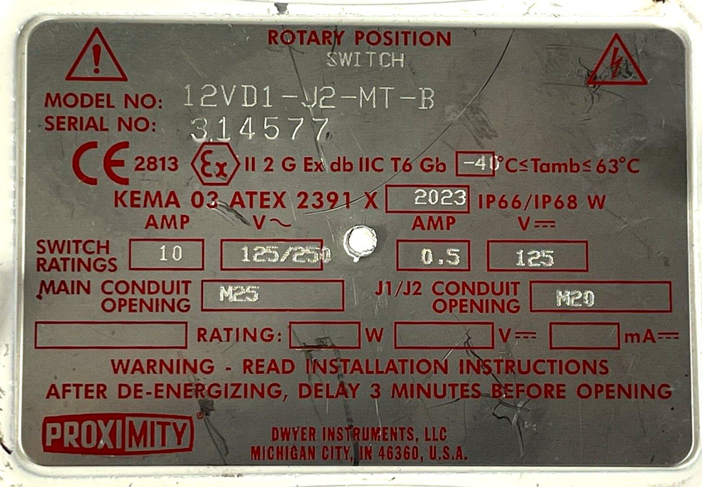 Proximity - Rotary Position Indicating Switch - 12VD1-J2-MT-B *See Description*