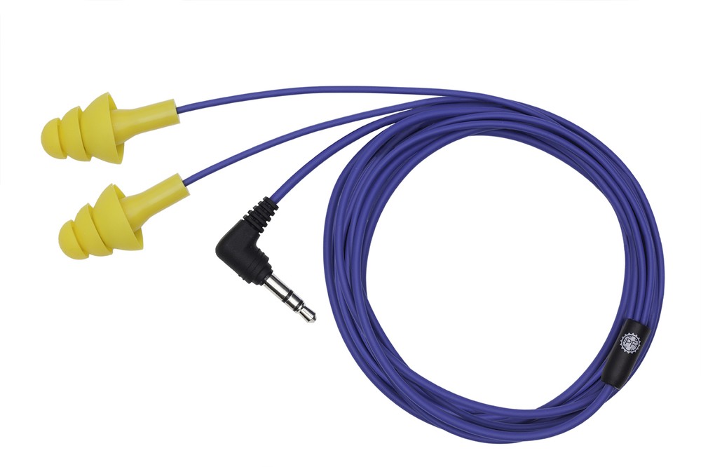 Plugfones Basic Earbuds. Safety Earbuds that don't fall out at last! Blue/Yellow
