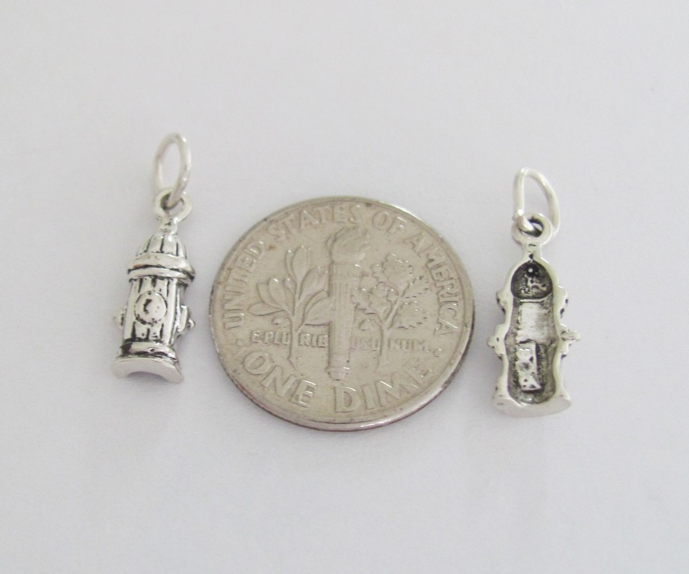 Very small Sterling Silver Fire hydrant mini tiny charm.