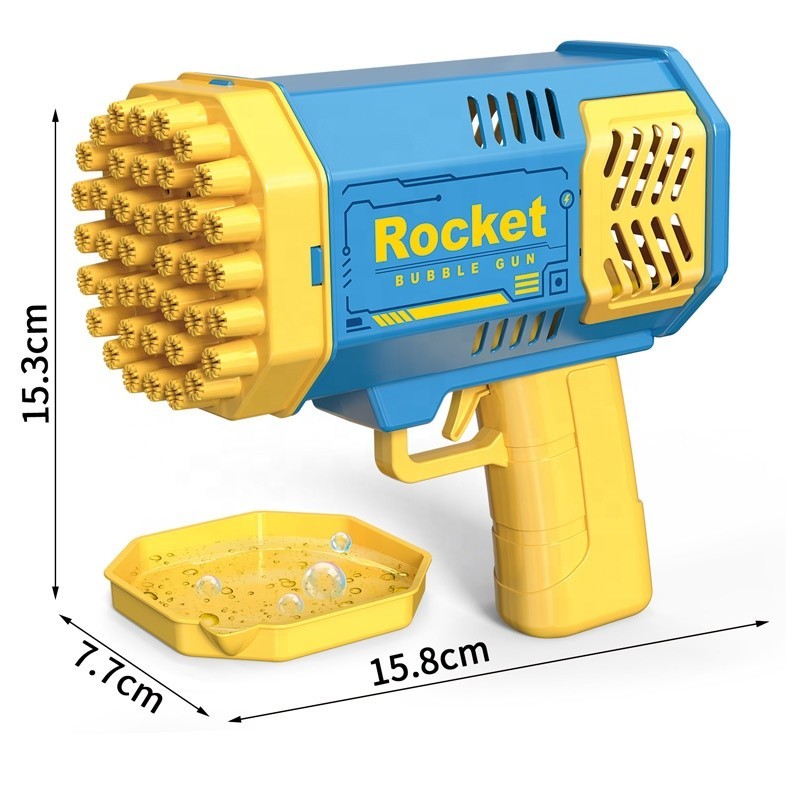 Bazooka Bubble Gun 69 Hole Foaming w/Lighting Effects Bubble Machine Blue