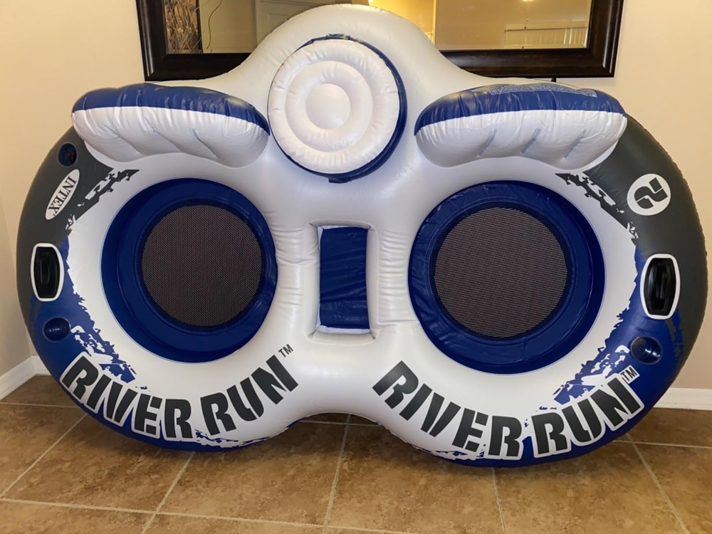 River Run 2 Inflatable Lounge w/ Cooler & Cup Holders 2 Person Raft