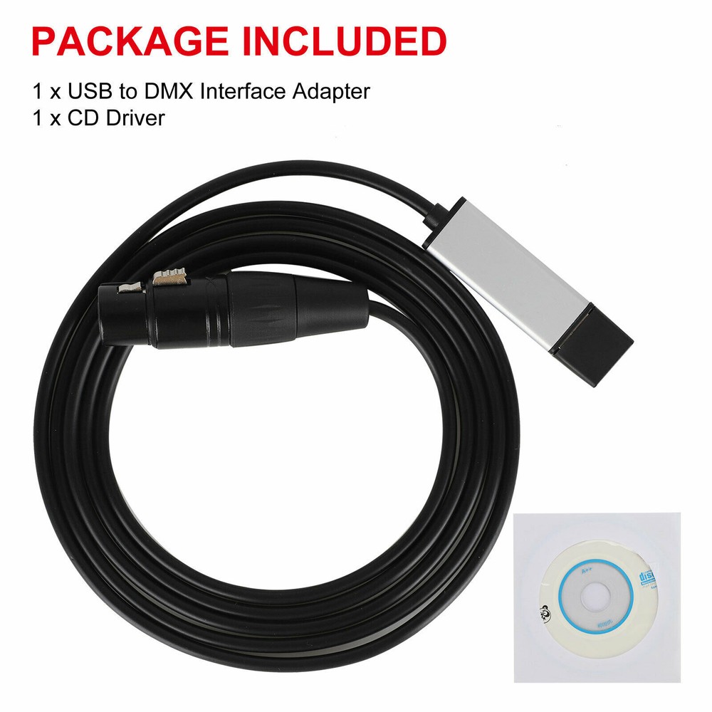 USB to DMX Interface Adapter DMX512 Stage Light Controller Cable For Computer US