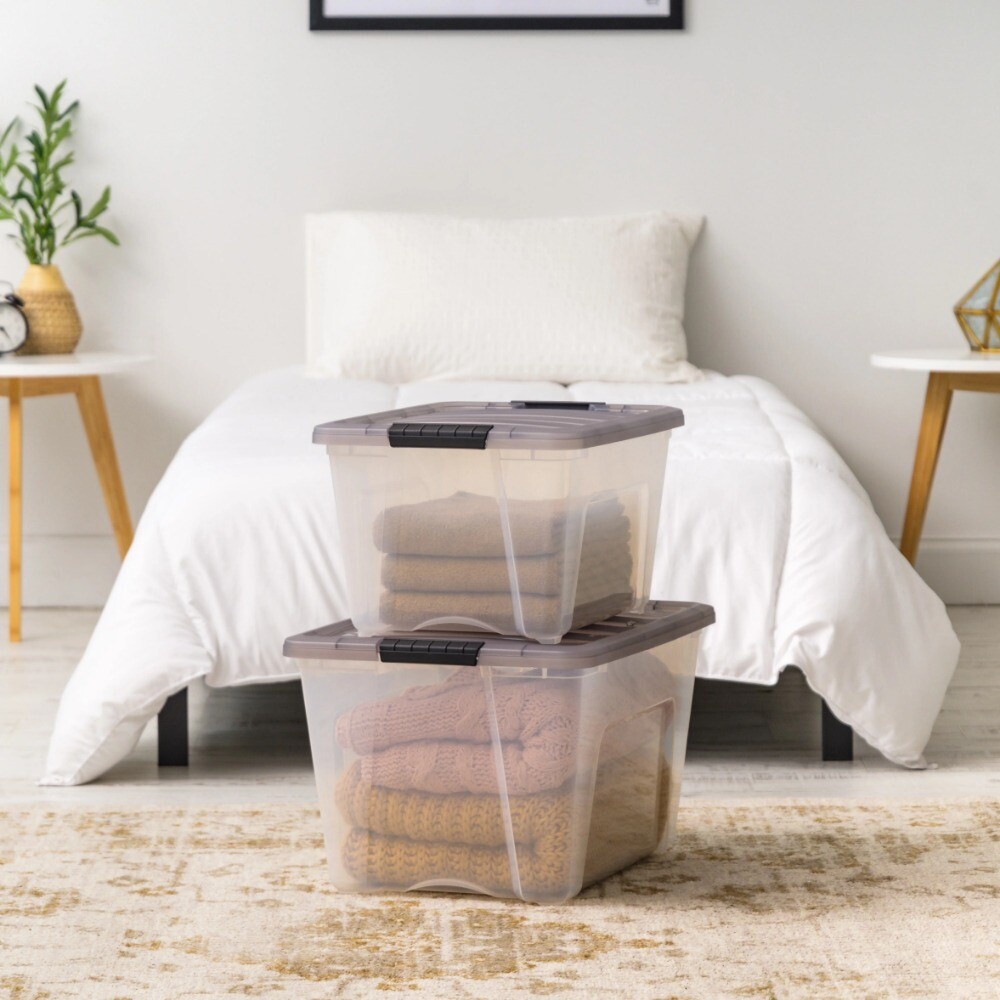 53 Qt. Plastic Storage Bins with Lids, Clear, Latching, Stackable, Totes 5Pk