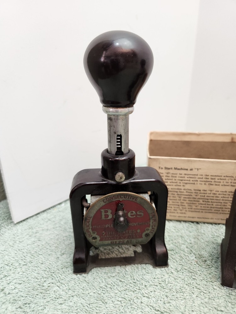 2 Bates Multiple 4 Movement Numbering Machine 6 Wheel & Box