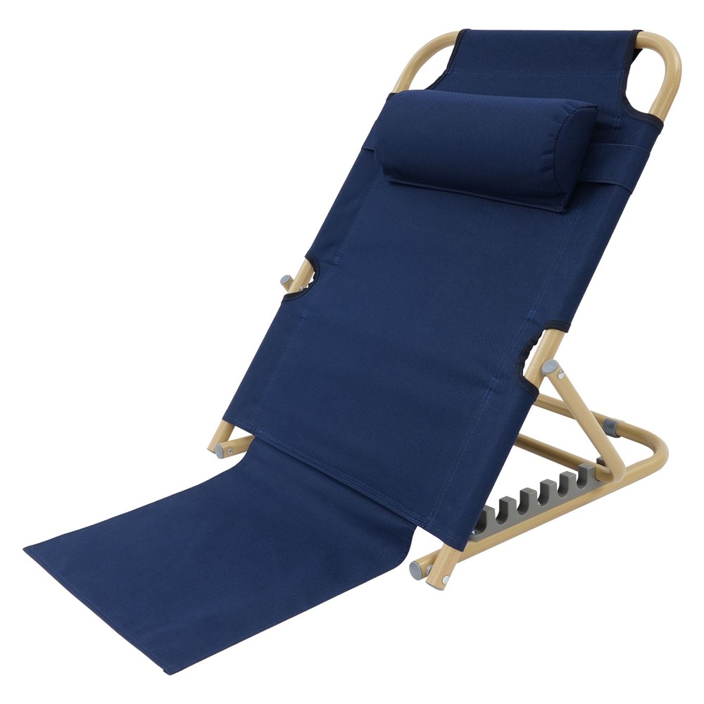 Folding Adjustable Sit up Back Rest Portable Lifting Bed Backrest Deep Blue NEW
