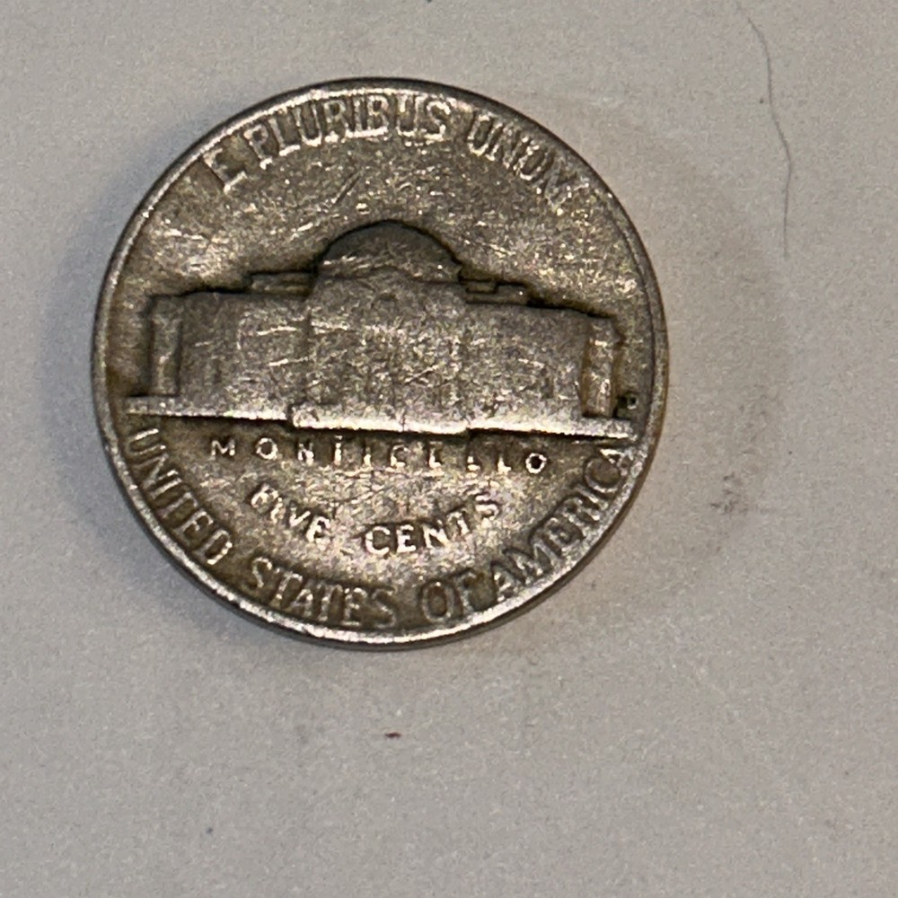 1946 D Jefferson Nickel Rare Post War Error Coin, Errors on Rim