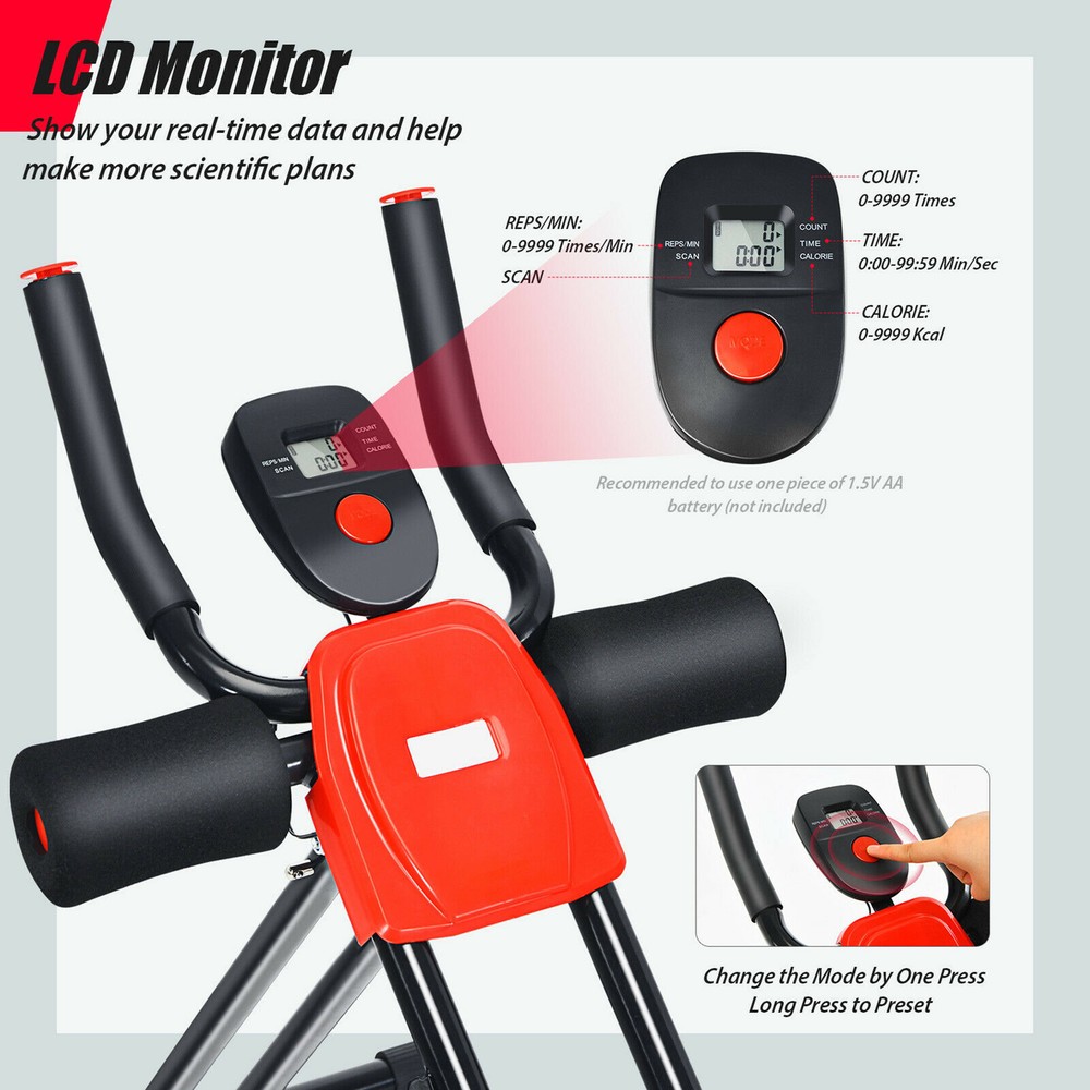 Adjustable Foldable Core Abdominal Trainer AB Crunch Workout Machine W/Display