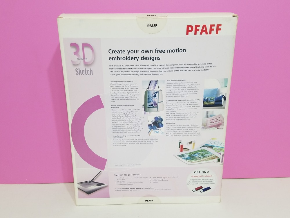 Pfaff 3D Creative Sketch Embroidery Software Inspira Drawing Tablet Complete