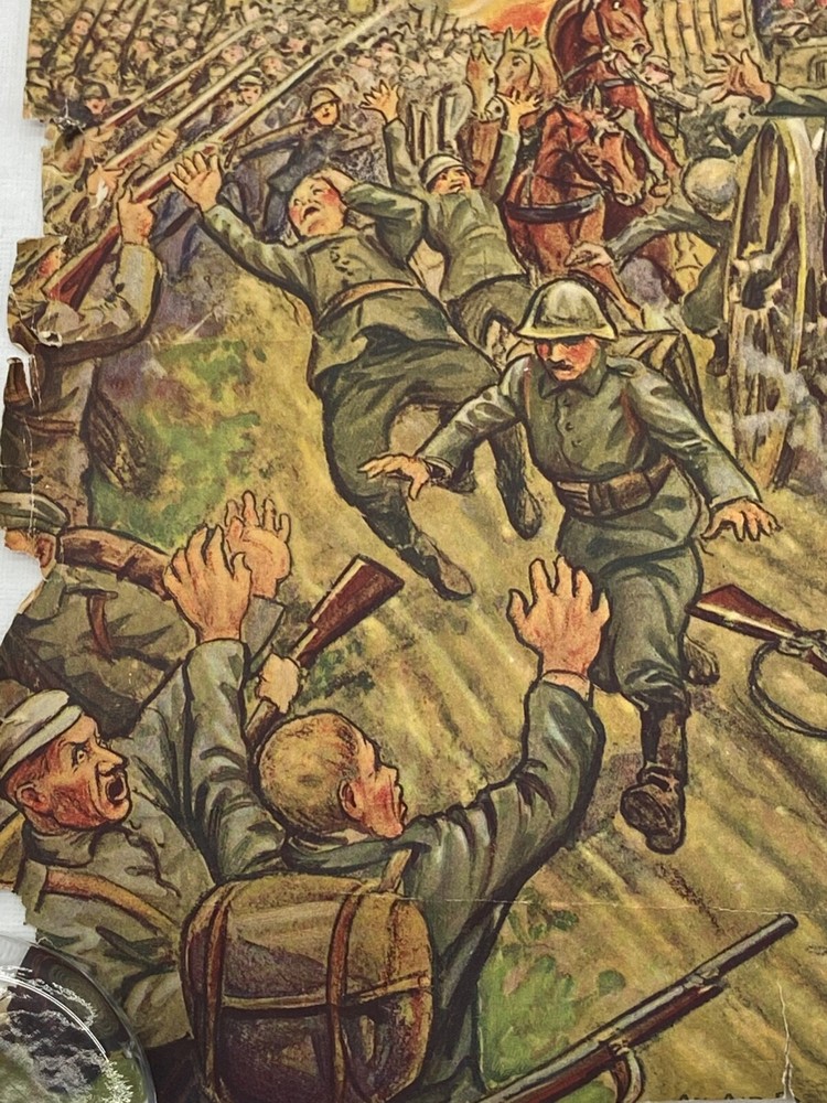 Original WWI Battle Scene Print