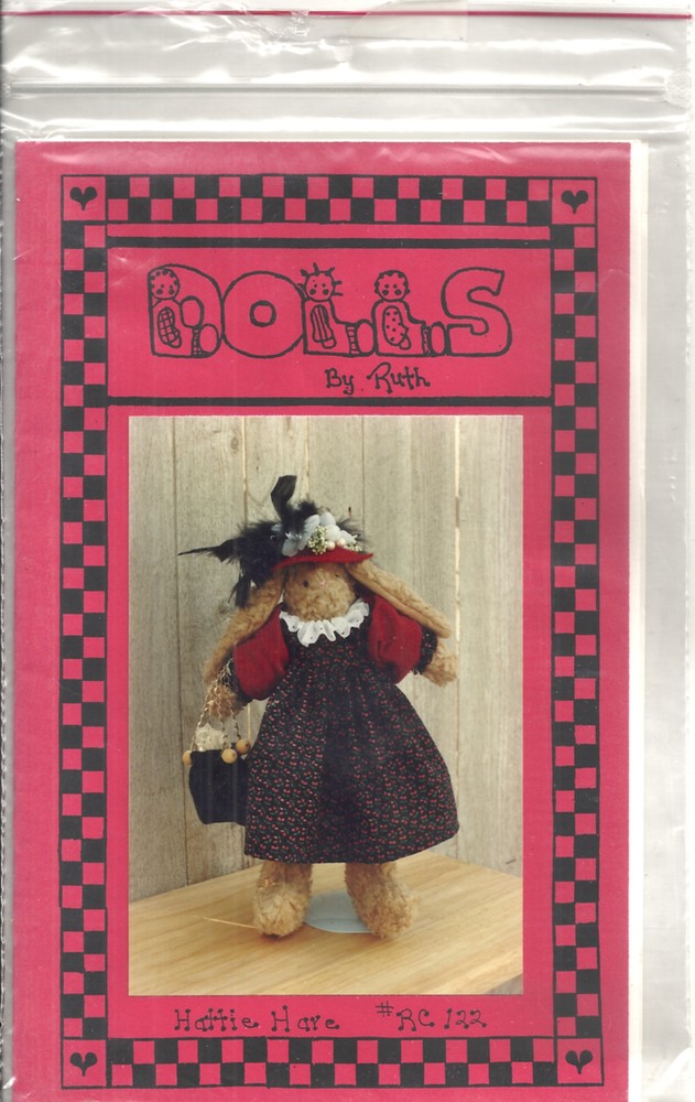 DOLLS BY RUTH #RS122 14" HATTIE HARE BUNNY SEWING PATTERN ©1992
