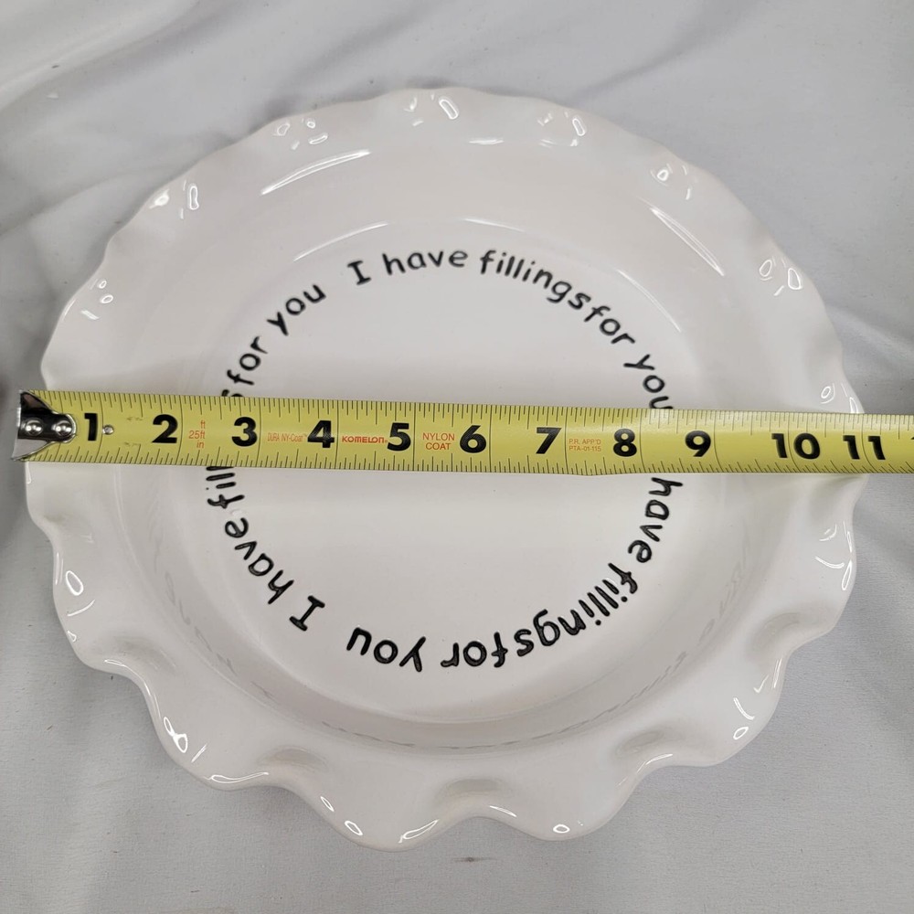 Parini White Ceramic Pie Dish Set w/2 Pie Dishes 11"W & Serving Spatula Open Box