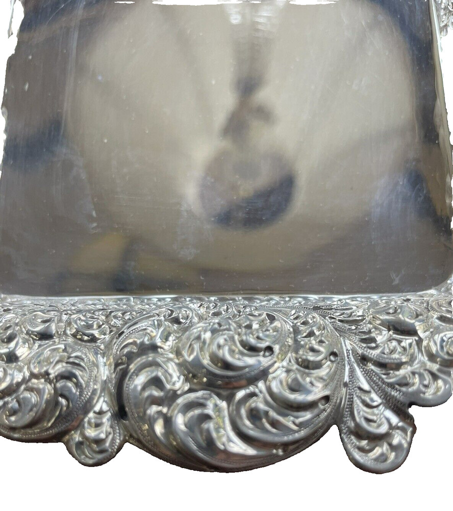 Vintage Sterling Silver Square Dish Repousse