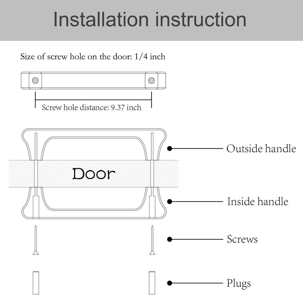 1 Set Large Wooden Door Pull Handle Solid Wood For Inside And Outside Sauna