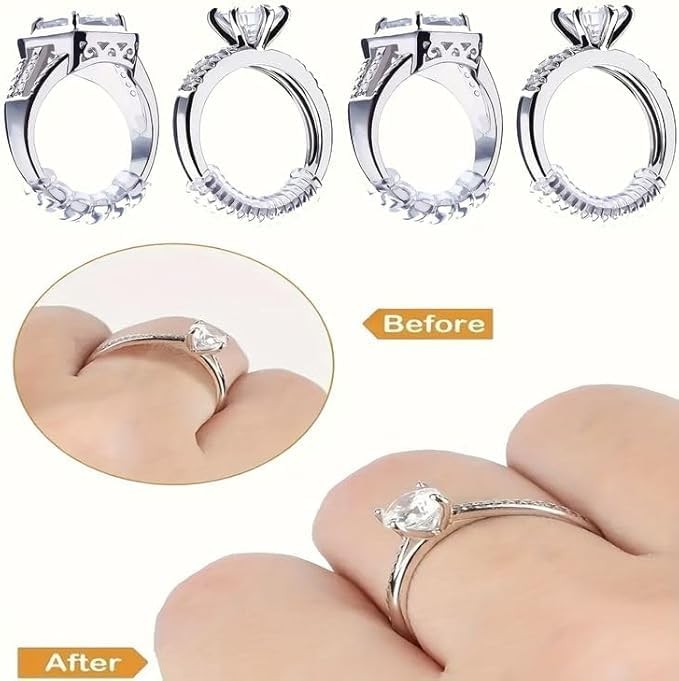 12 Pack Ring Sizers Invisible Sizer Adjuster for Loose Rings Transparent