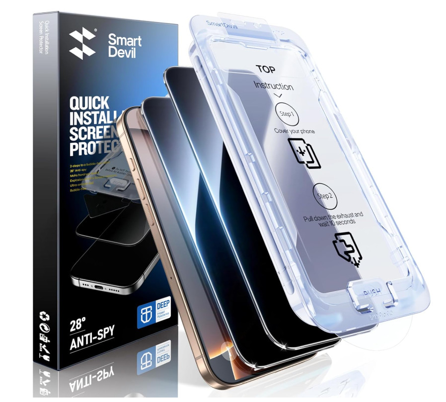 Smart Devil Quick Install Screen Protector for iPhone 16 Pro 28° Anti-Spy