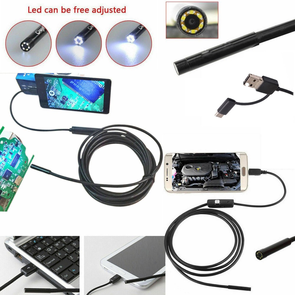 USB Endoscope Borescope Waterproof Camera For Mac Android Phones Windows PC HD