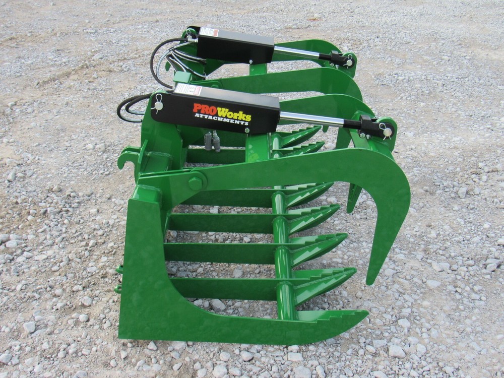60" Dual Cylinder Root Grapple Bucket Attachment Fits John Deere Tractor Loader